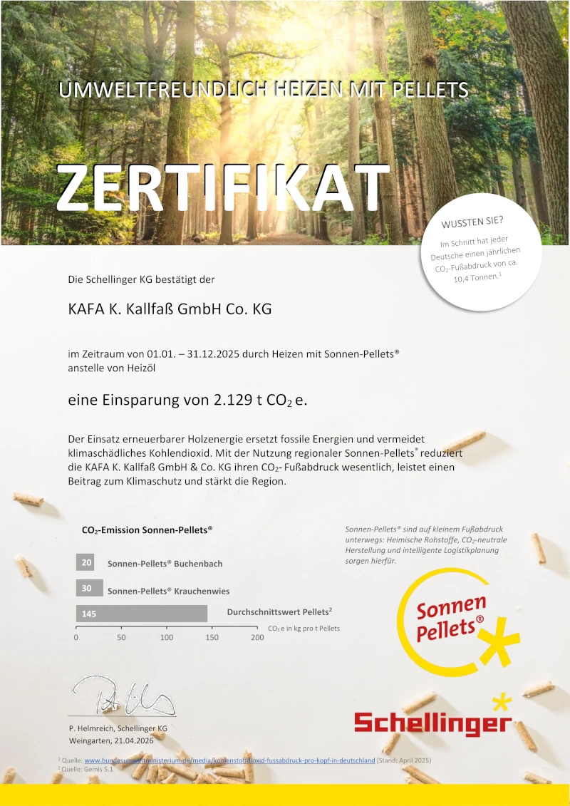 Zertifikat CO2 Einsparung 2024 – Vorschau